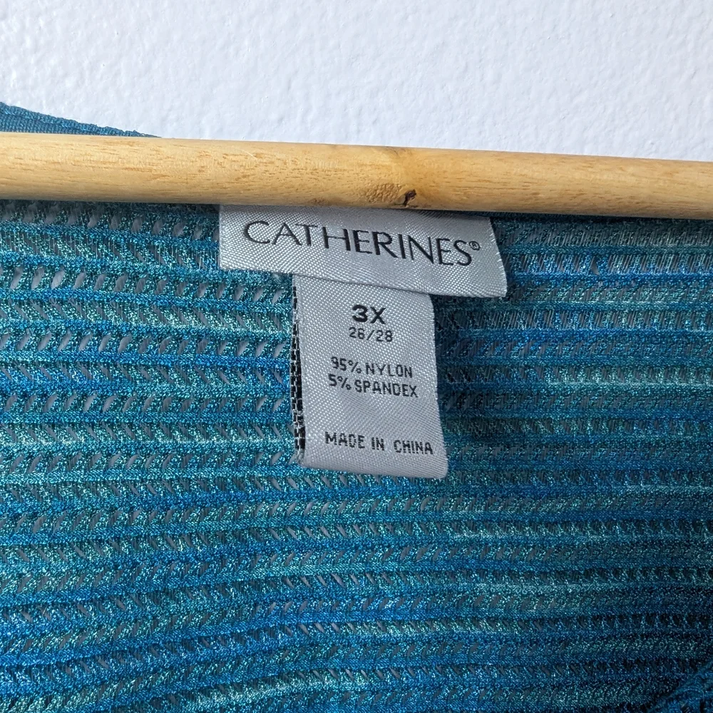 Catherines 3X Turquoise Open Knit Tunic‎ Top - Picture 3 of 5